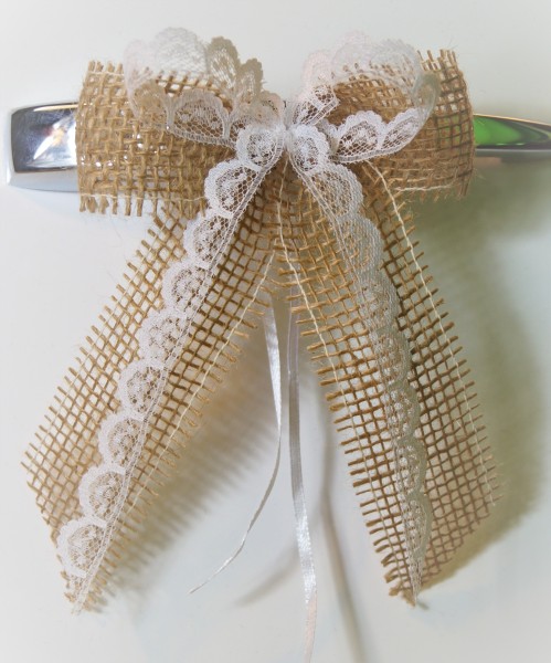 Antennenschleifen " Claire " zur Hochzeit SCH0146 im 10er Set vintage, shabby, Spitze, Jute, Landhaus