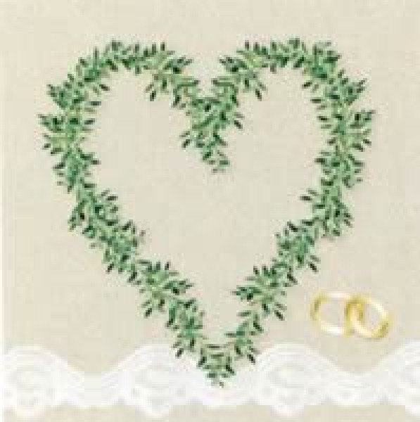 20 Servietten zur Hochzeit Buchs Herz Eheringe SV0009
