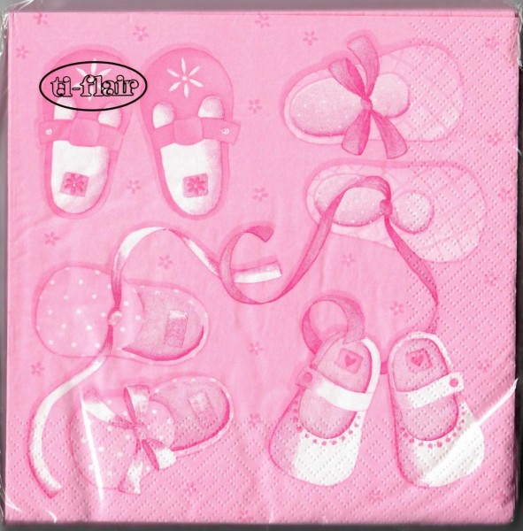 20 geprägte Servietten zur Taufe / Geburt rosa SV0024