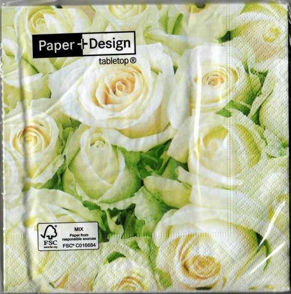 20 Servietten zur Hochzeit creme Rosen SV0062