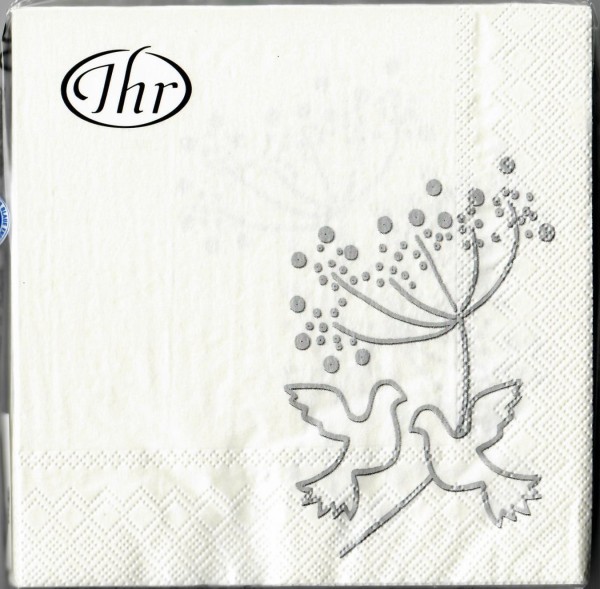 20 Servietten zur Hochzeit Taubenpaar Tauben silber SV0065