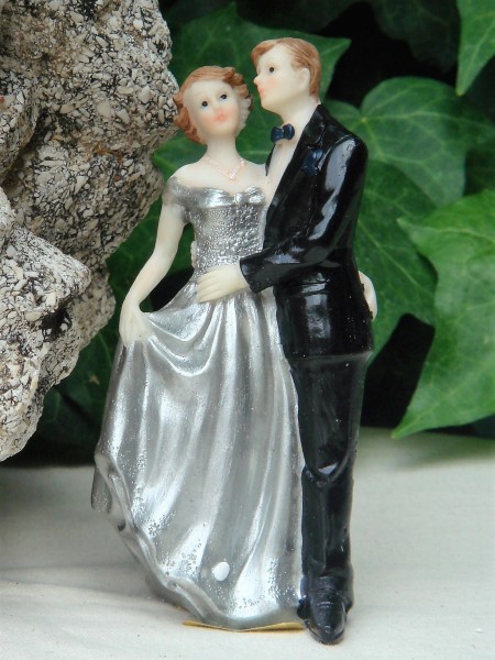 Tortenfigur Tortenaufsatz zur Silberhochzeit Brautpaar 13 cm TA0027