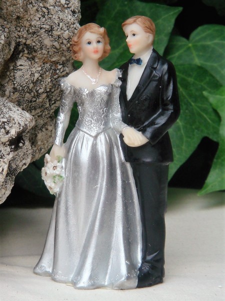 Tortenfigur Tortenaufsatz zur Silberhochzeit Brautpaar 13 cm TA0028