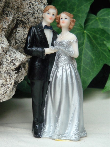 Tortenfigur Tortenaufsatz zur Silberhochzeit Brautpaar 13 cm TA0030