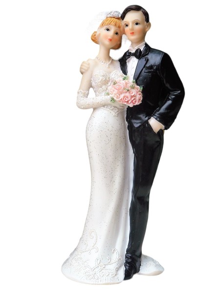 Tortendeko Tortenfigur Tortenaufsatz zur Hochzeit Brautpaar 21 cm TA0092