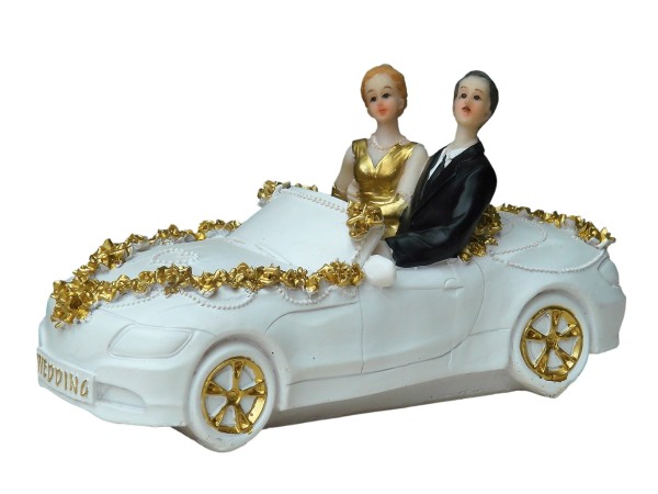 Tortenfigur Tortenaufsatz zur Goldhochzeit Brautpaar Auto 16 cm x 9 cm TA0098