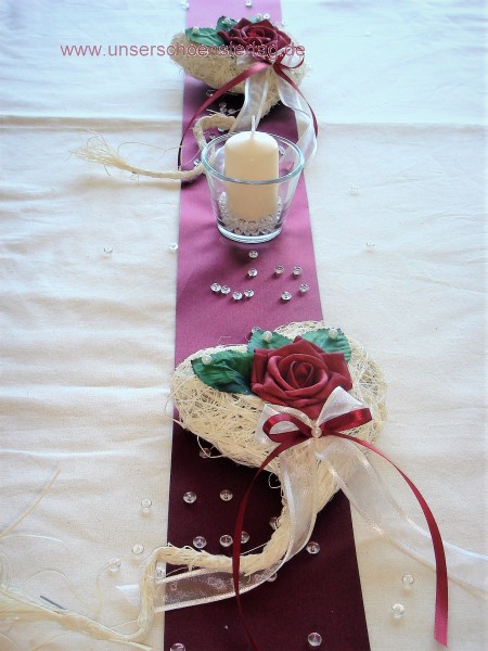 Tischdekoration für ca. 60 Pers. bordeaux zur Hochzeit Tischdeko TD0001
