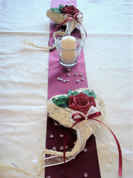 Tischdekoration für ca. 60 Pers. bordeaux zur Hochzeit Tischdeko TD0001
