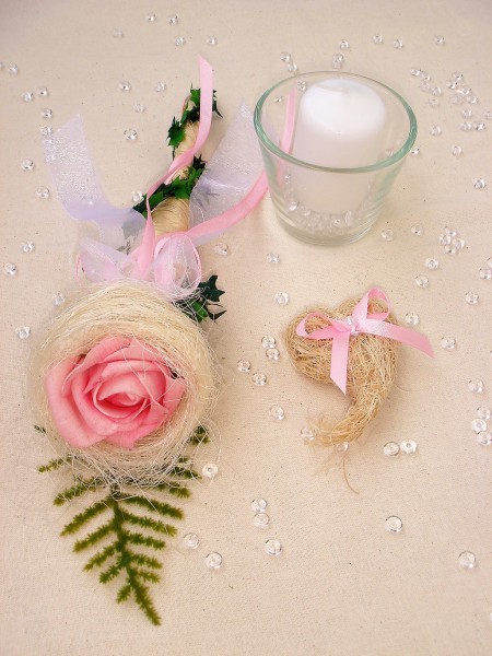 4-tlg. Tischdekoration rosa zur Hochzeit Verlobung Kommunion Konfirmation Taufe Tischdeko TD0020