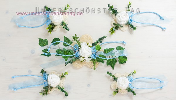 5-tlg. Tischdekoration hellblau zur Hochzeit Taufe Tischdeko TD0062 (4)