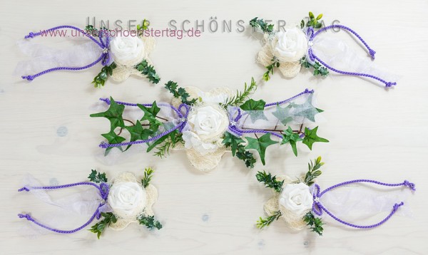 5-tlg. Tischdekoration flieder zur Hochzeit Taufe Tischdeko TD0062 (7)