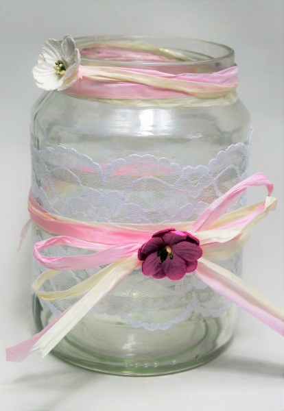 SONDERANGEBOT ** 5 x Windlicht Hochzeit Tischdeko Vintage Spitze TD0071