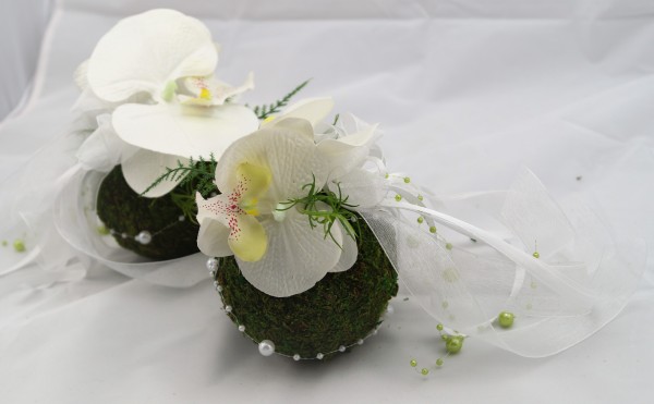 Tischdekoration 2 x Mooskugel Orchidee zur Hochzeit Tischdeko TD0102