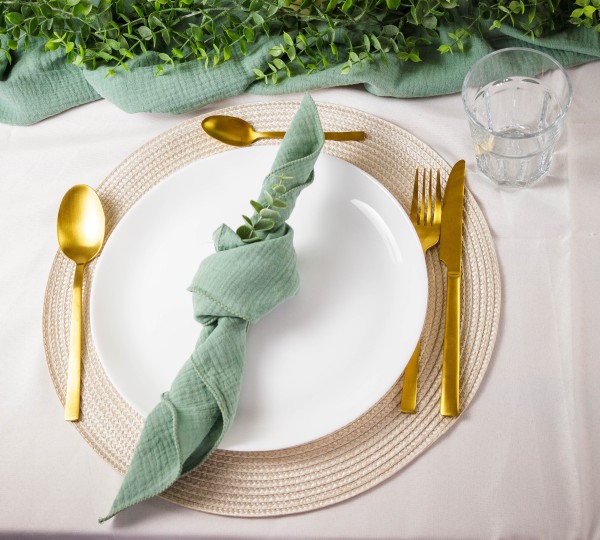 Vermietung von Platzsets creme, rund, Durchmesser: 38 cm, 1,00 EUR / Stück