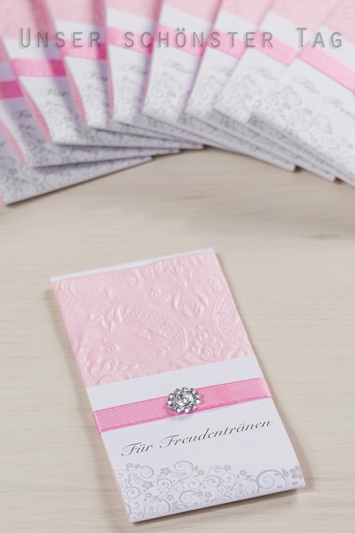 SONDERANGEBOT ** 20 Taschentücher Freudentränen Hochzeit TT0040 rosa
