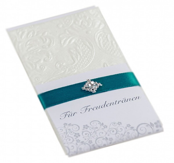 10 Taschentücher Freudentränen Hochzeit TT0051 creme türkis