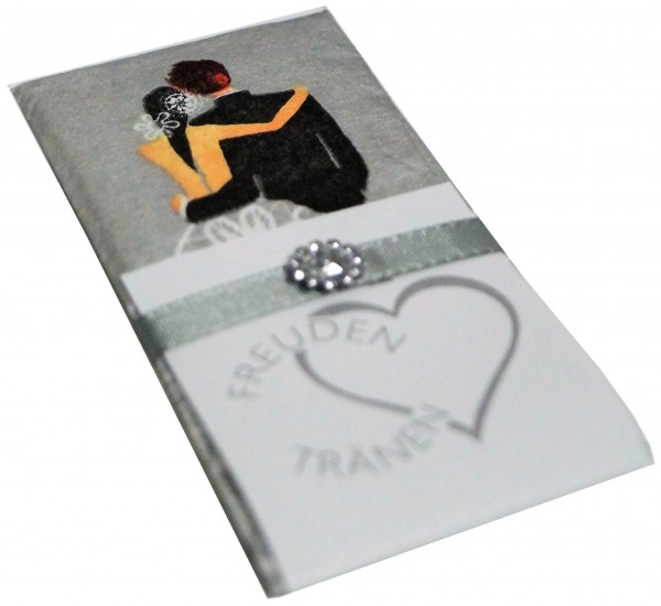 10 Taschentücher Freudentränen Hochzeit TT0061 grau Brautpaar