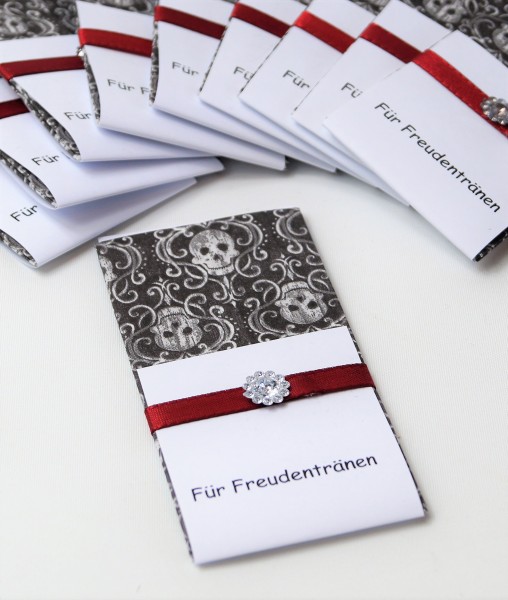 10 Taschentücher Freudentränen Hochzeit TT0071 Gothik Totenkopf