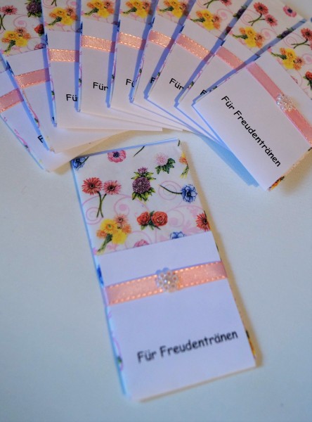 10 Taschentücher Freudentränen Hochzeit TT0078 Streublumen