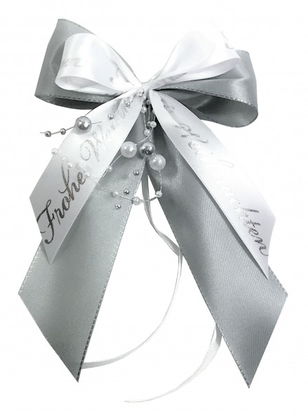 Weihnachtsschleifen Schleifen Geschenke Weihnachten WS1806 im 10er Set - weiß, grau, silber