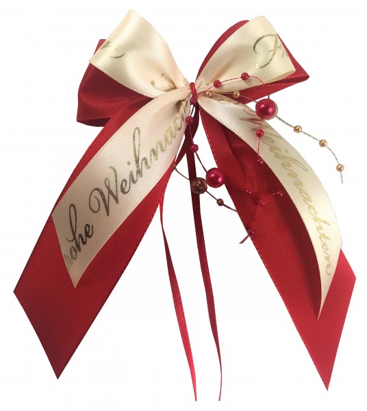Weihnachtsschleifen Schleifen Geschenke Weihnachten WS1809 im 10er Set - rot, creme, gold