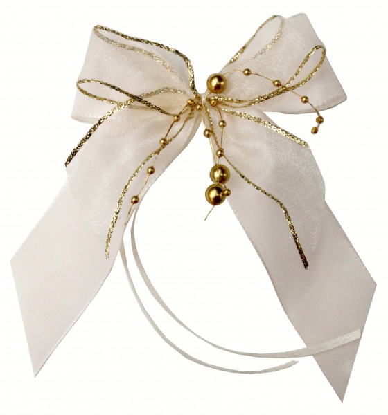 Weihnachtsschleifen Schleifen Geschenke Weihnachten WS1903 im 10er Set - creme, gold