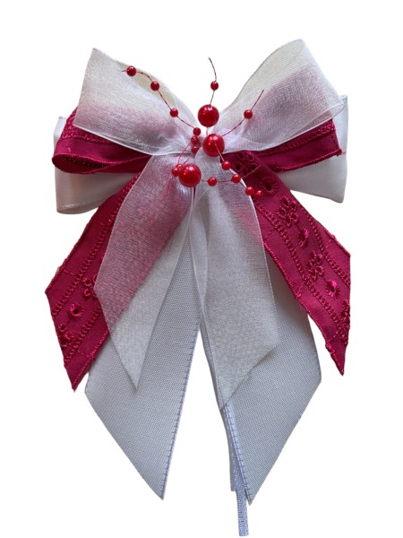 Weihnachtsschleifen Schleifen Geschenke Weihnachten WS1974 im 10er Set - bordeaux, pink, weiß, Leinen, Landhaus
