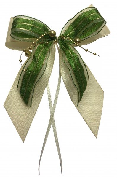 Weihnachtsschleifen Schleifen Geschenke Weihnachten WS2019 im 10er Set - creme, grün, gold