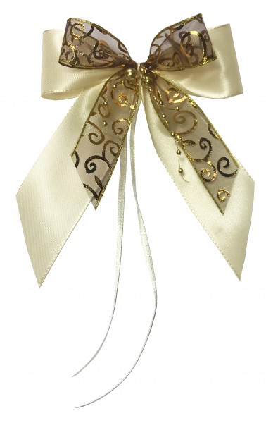 Weihnachtsschleifen Schleifen Geschenke Weihnachten WS2021 im 10er Set - braun, creme, gold