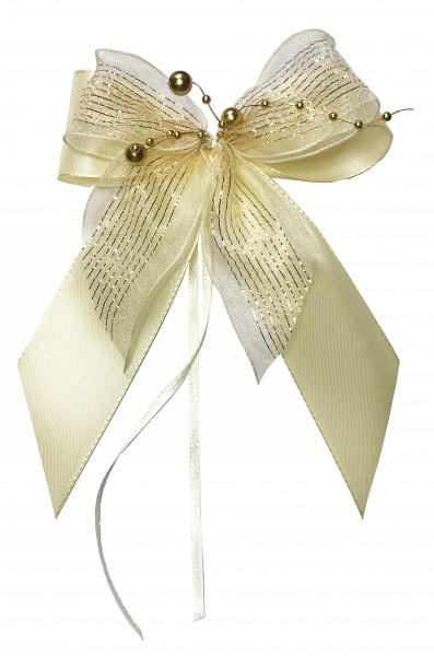 Weihnachtsschleifen Schleifen Geschenke Weihnachten WS2032 im 10er Set - gold, creme