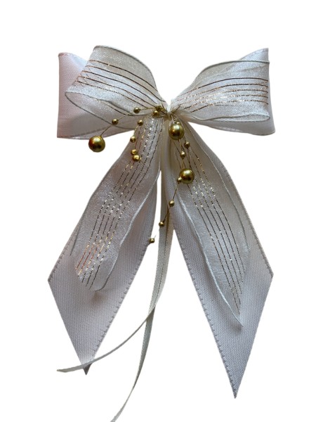 Weihnachtsschleifen Schleifen Geschenke Weihnachten WS2314 im 10er Set - creme, gold