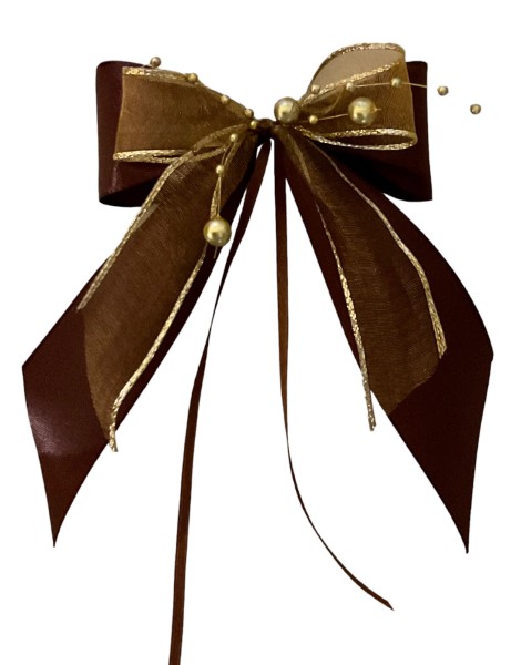 Weihnachtsschleifen Schleifen Geschenke Weihnachten WS2333 im 10er Set - braun, gold