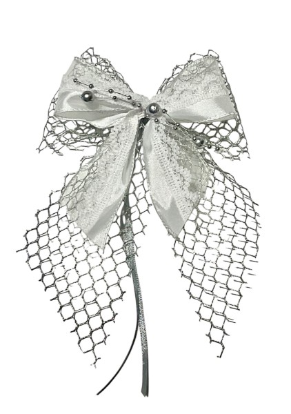 Weihnachtsschleifen Schleifen Geschenke Weihnachten WS2409 im 10er Set - weiß, silber
