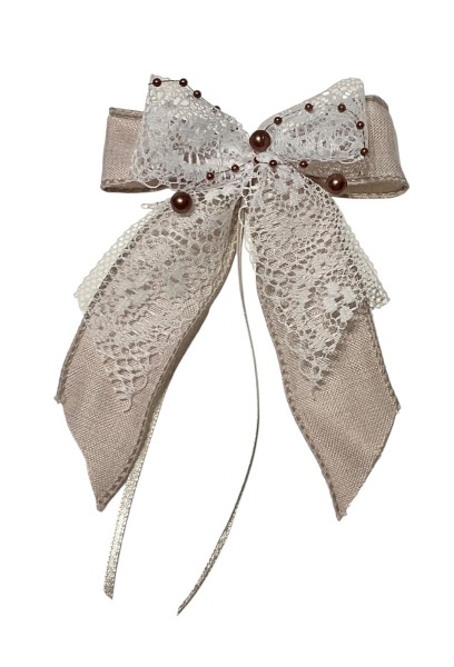 Weihnachtsschleifen Schleifen Geschenke Weihnachten WS2411 im 10er Set - creme, weiß, braun VINTAGE