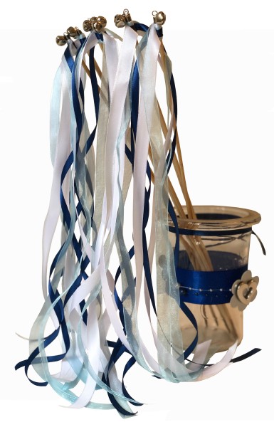 10 Wedding Wands mit Schellen Hochzeit Gäste Weddingwands hellblau blau