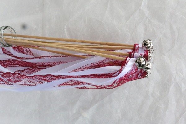 Wedding Wands mit Spitze bordeaux weiß - 10 Stück WW003