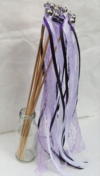 SONDERANGEBOT ** Wedding Wands mit Spitze flieder lila - 10 Stück