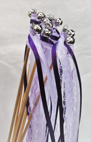 SONDERANGEBOT ** Wedding Wands mit Spitze flieder lila - 10 Stück