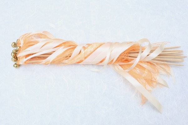 Wedding Wands mit Spitze orange creme - 10 Stück