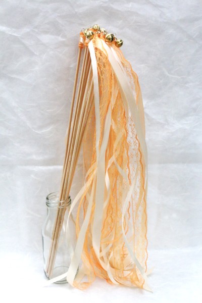 Wedding Wands mit Spitze orange creme - 10 Stück