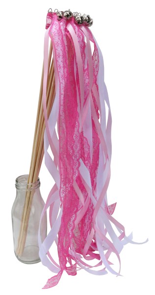 Wedding Wands mit Spitze pink rosa - 10 Stück
