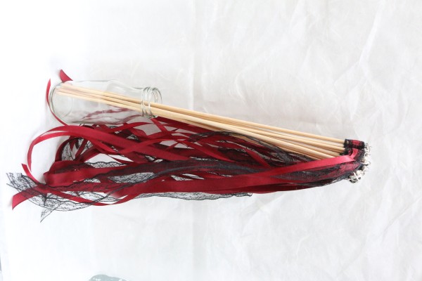Wedding Wands mit Spitze schwarz bordeaux - 10 Stück