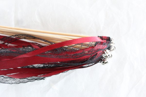 Wedding Wands mit Spitze schwarz bordeaux - 10 Stück