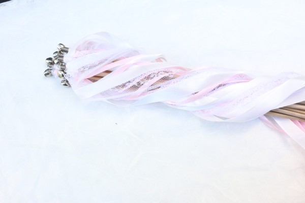 Wedding Wands mit Spitze weiß rosa - 10 Stück