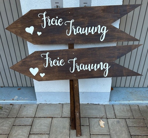 2 Wegweiser Schilder Hochzeit freie Trauung mieten / 15 €