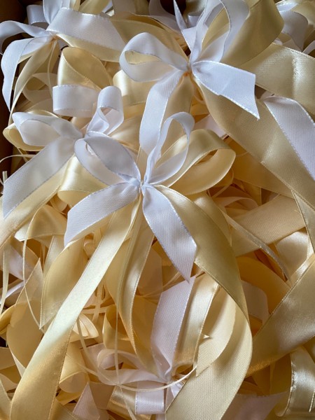 SONDERANGEBOT ** Antennenschleifen " Lisa " zur Hochzeit SCH0077 im 25er Set - creme, weiß