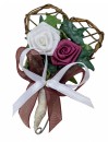 Gästeanstecker zur Hochzeit " Isabell " im 10er Set AS0010 - weiß, bordeaux