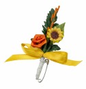 Hochzeitsanstecker "Laura" AS0022 im 10er Set Sonnenblume - gelb, orange