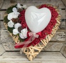 Grabschmuck, Allerheiligengesteck, großes Herz FH0013 - Rosen bordeaux