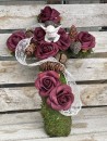 Grabschmuck, Allerheiligengesteck, Kreuz FH0014 - Moos - Rosen mauve mit Engel